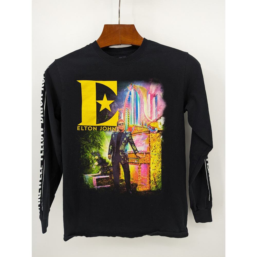 EUC 100% Cotton Elton John Black Tour Long Sleeve Shirt Men's S